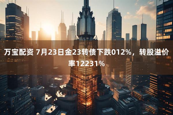 万宝配资 7月23日金23转债下跌012%，转股溢价率12231%